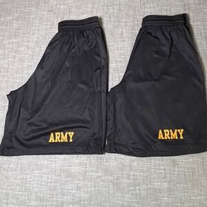 2 Pair Eagle USA Mens Army PT Shorts Black Mesh Athletic Training Large Made USA